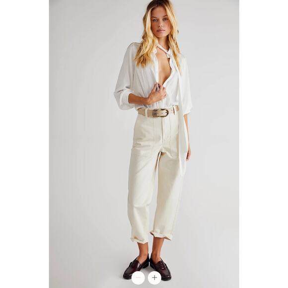 NWT Free People Brixton Vancouver Pants - 28 - Neutral Utility, Oversize, Scandi - Picture 1 of 13